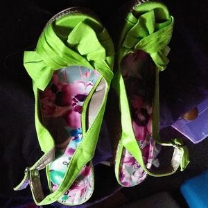 Brand new neon green high heel sandals